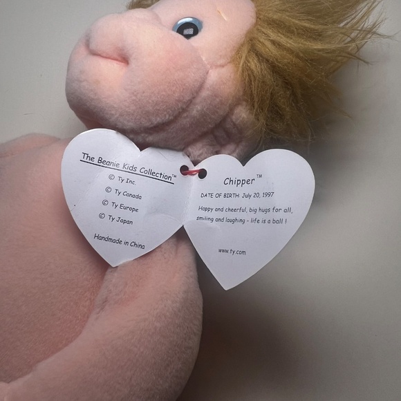 Ty Beanie Kids Collection Chipper Beanie Baby Boy Blond Hair Blue Eyes Plaid - Picture 3 of 4